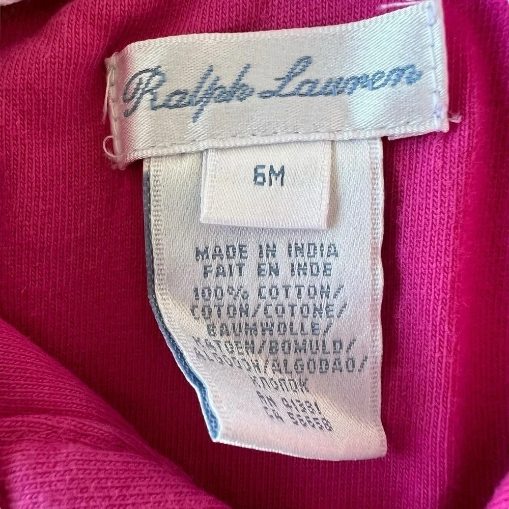 Ralph Lauren One Piece Jumpsuit Pink Ruffle Collar Snap Crotch 6 Mos GUC